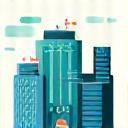 Icono de un edificio corporativo con un corazón.